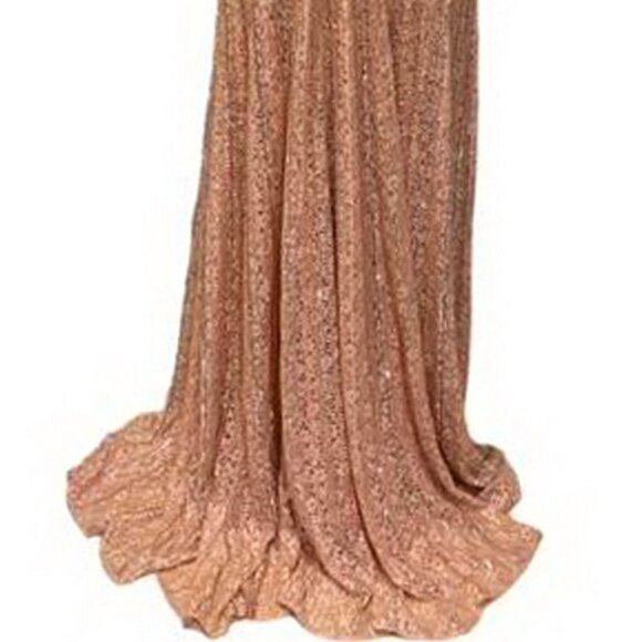 Mac Duggal Salmon Dusty Pink Beaded Sequin Lace Gown - Picture 2 of 4